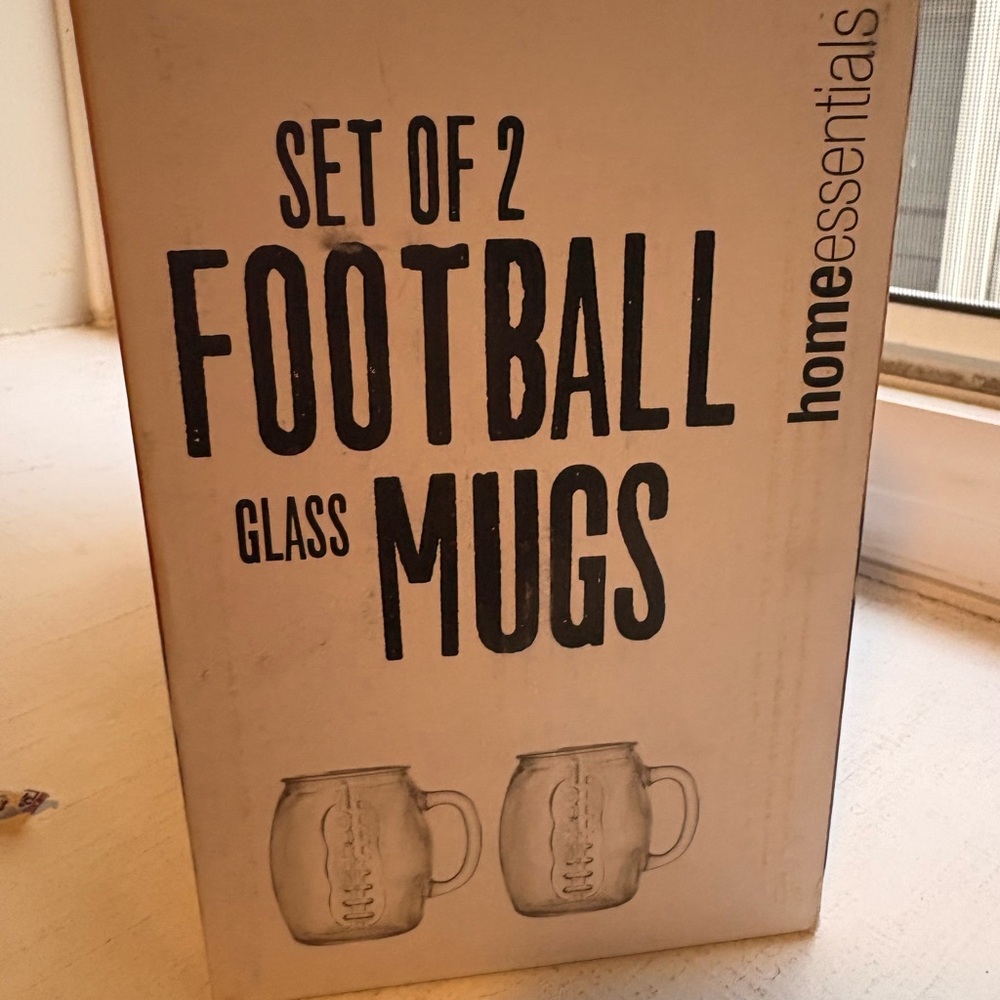 Home Essentials Football Glass Mugs - Set of 2
